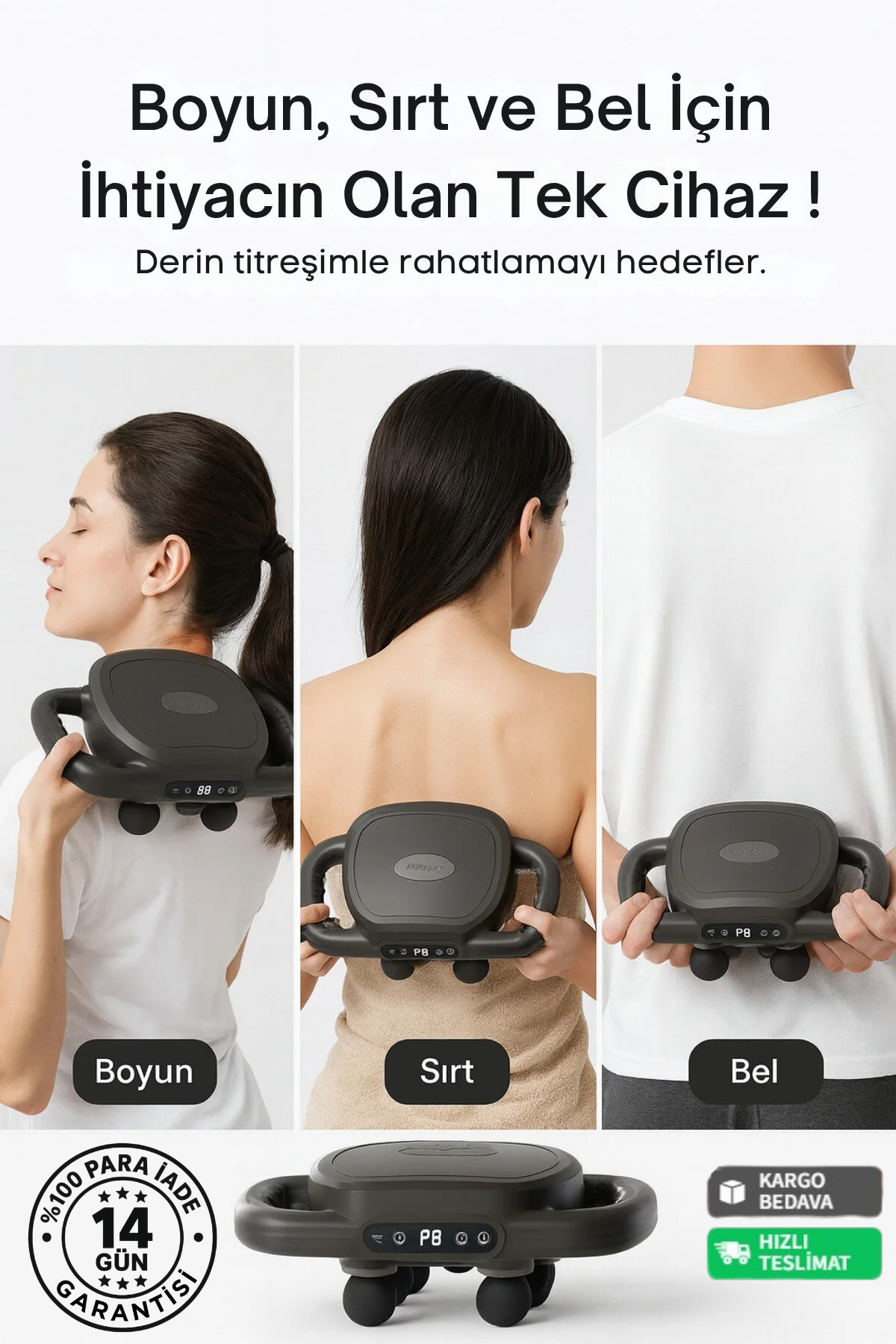 RYZE® Pulse – Derin Titreşimli Masaj Aleti (Boyun, Sırt ve Bel İçin)